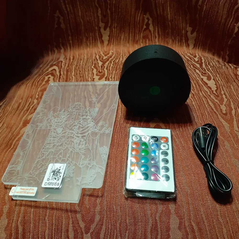 ANIME FIGURE 3D OPTICAL ILLUSION LAMP/LIGHT WITH REMOTE & STAND NWT